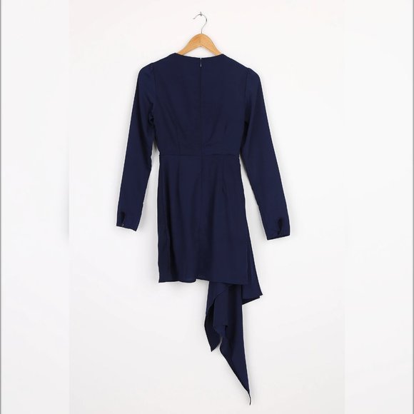 LULUS Magical Spot Navy Blue Long Sleeve Dress - Picture 5 of 7